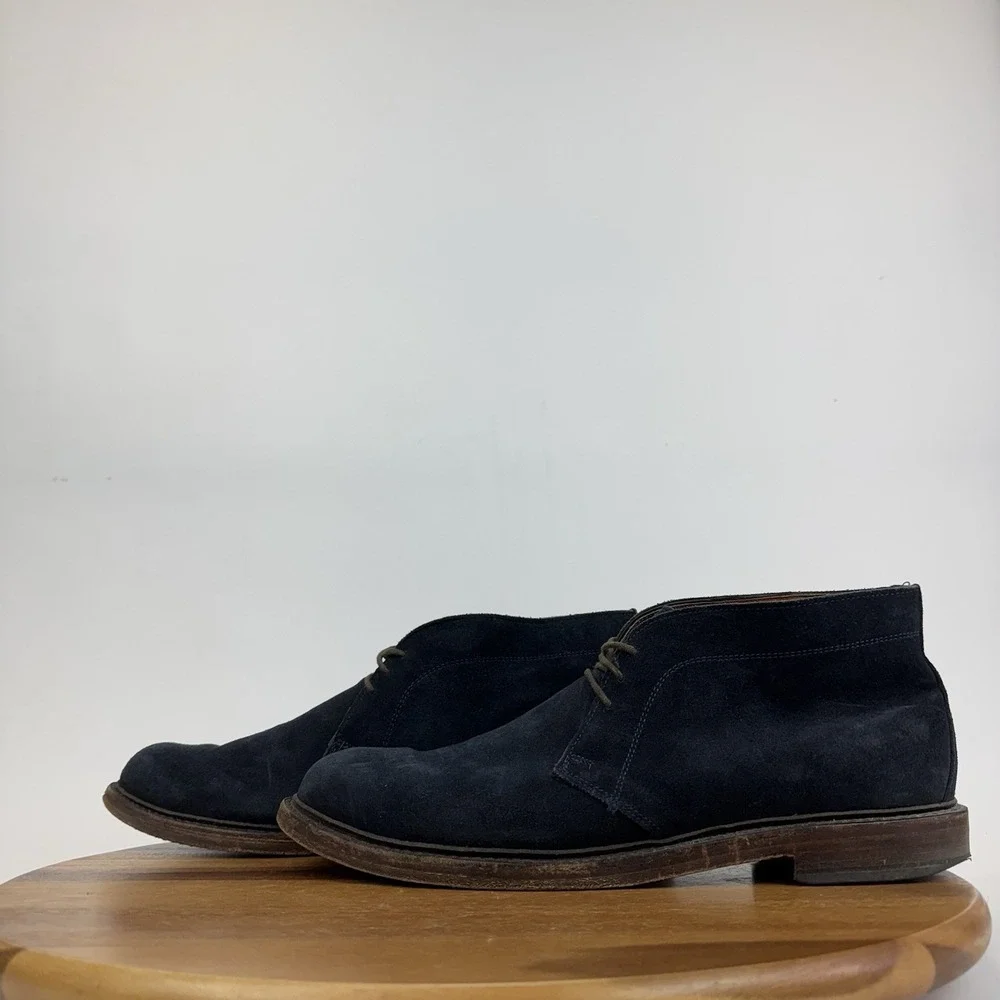 Mens Allen Edmonds USA Navy Blue Suede Lace Up Chukka Ankle Boots‎ Size 13 D